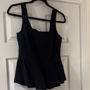 Avec Les Filles Black Peplum Tank Top